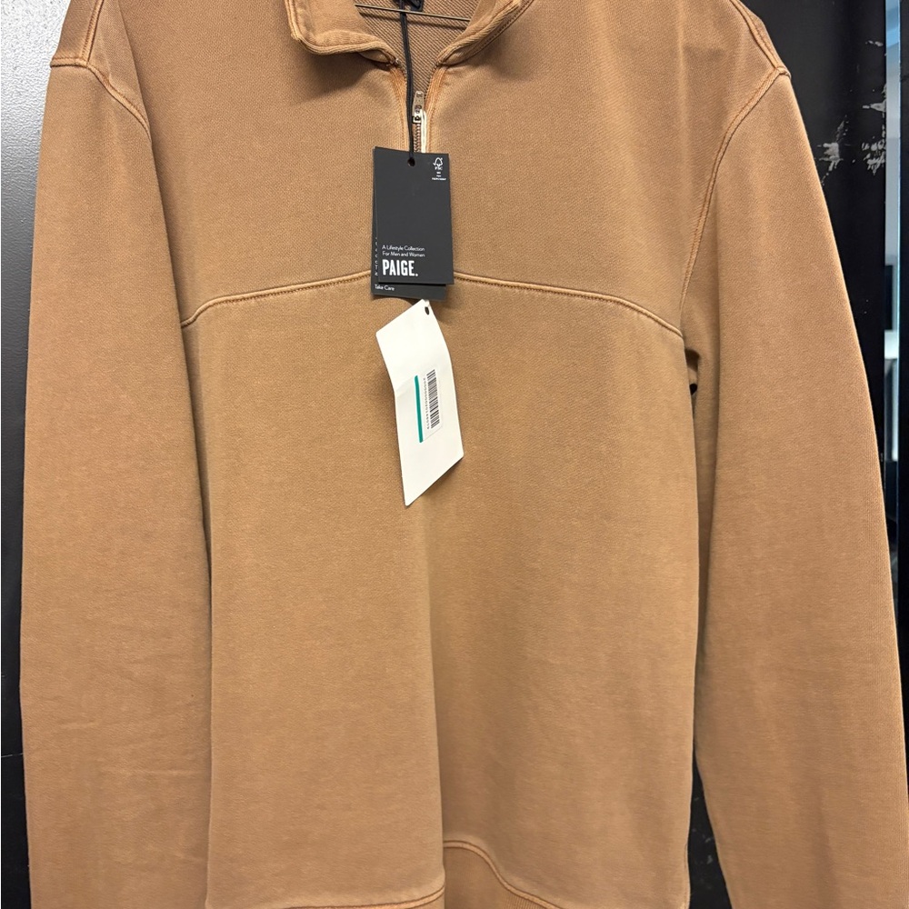PAIGE Men's Brown Zip-Up Sweater